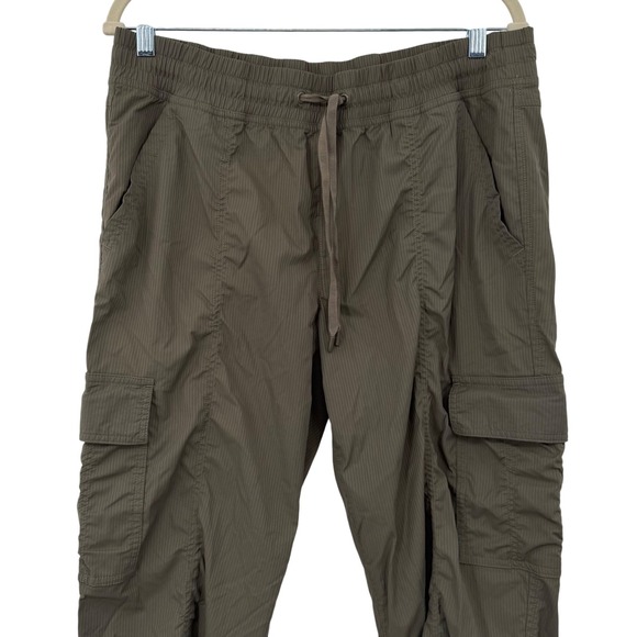Eddie Bauer Pants - Eddie Bauer Cargo Joggers Womens Large Olive Green Pinstripe Lightweight Hiking